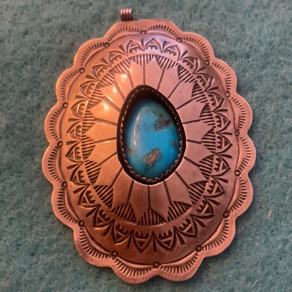 Sterling silver turquoise stone vintage pendant